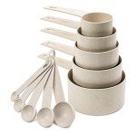 Khaki Wheat Straw Measuring Cups and Spoons Set
