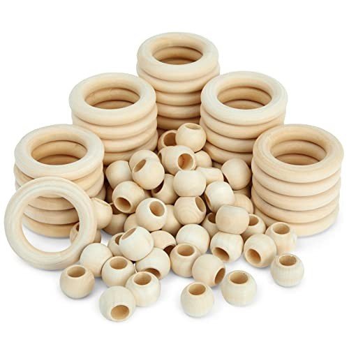 Wooden Beads & Rings Set for Macrame Crafts