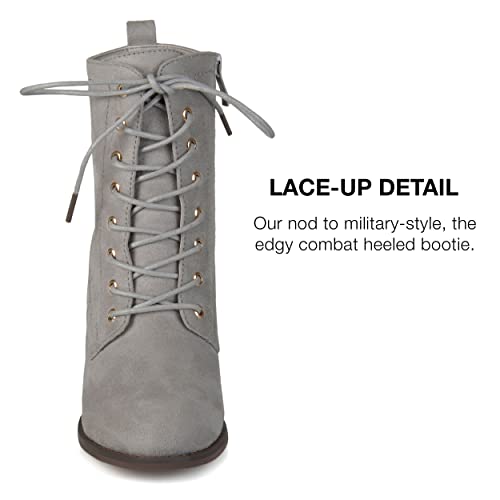 Journee Collection Womens Stacked Heel Lace-up Booties Grey, 8 Regular US