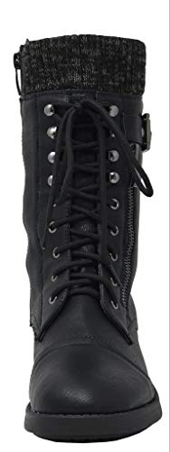 DREAM PAIRS Women's Amazon Black Mid Calf Combat Riding Boots Size 8 M US