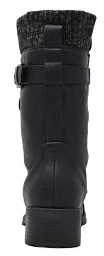 DREAM PAIRS Women's Amazon Black Mid Calf Combat Riding Boots Size 8 M US