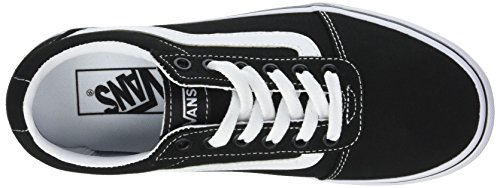 Vans Women’s Ward Platform Canvas Low-Top Sneakers, Black ((Canvas) Black/White 187), 4.5 UK
