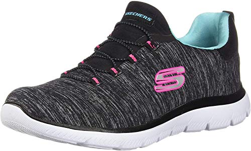 Skechers womens Summits-quick Getaway Sneaker, Black/Light Blue, 9.5 US