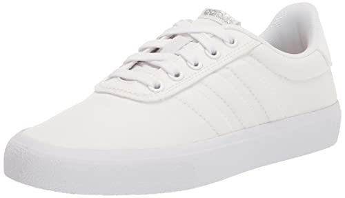 adidas Women's Vulc Raid3r Skate Shoe, White/White/Silver Metallic, 6.5