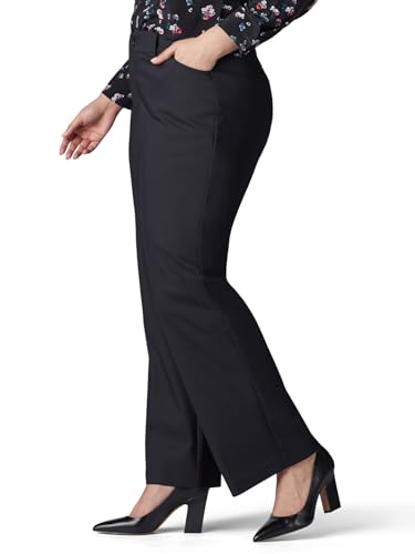 Lee Women's Plus Size Flex Motion Regular Fit Trouser Pant, Black, 20
