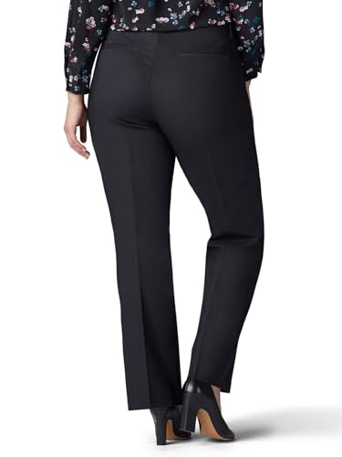 Lee Women's Plus Size Flex Motion Regular Fit Trouser Pant, Black, 20