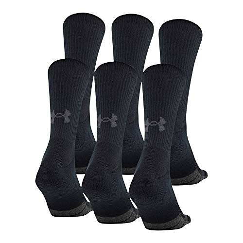 Under Armour Adult Performance Tech Crew Socks, Multipairs , Black (6-Pairs) , Large