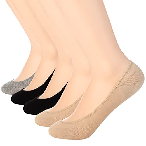 Ultra Low Cut Liner Socks Women No Show Non Slip Hidden Invisible for Flats Boat Summer 5 Pairs