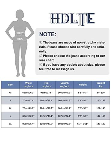HDLTE Women Wide Leg Jeans Junior High Waist Baggy Jeans Loose Boyfriends Jeans Blue Washed