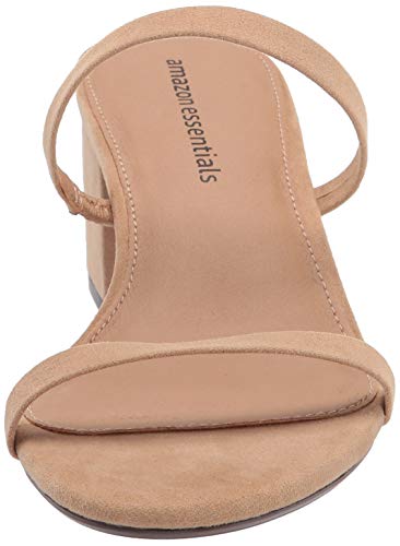 Amazon Essentials Women's Thin Two Strap Heeled Slide, Tan, 9.5