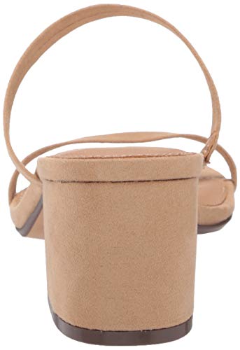 Amazon Essentials Women's Thin Two Strap Heeled Slide, Tan, 9.5