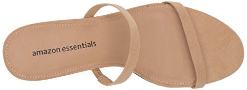 Amazon Essentials Women's Thin Two Strap Heeled Slide, Tan, 9.5