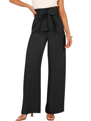 ANRABESS Wide Leg Belted Palazzo Pants Business Style