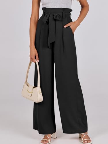 ANRABESS Wide Leg Belted Palazzo Pants Business Style