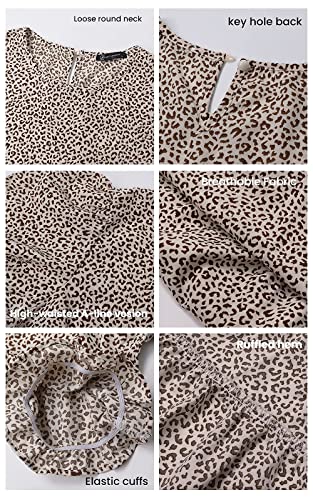 PRETTYGARDEN Women's Summer Casual Boho Dress Floral Print Ruffle Puff Sleeve High Waist Midi Beach Dresses (Apricot,Medium)