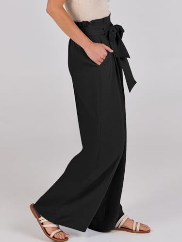 ANRABESS Wide Leg Belted Palazzo Pants Business Style