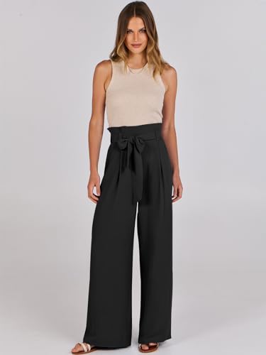 ANRABESS Wide Leg Belted Palazzo Pants Business Style