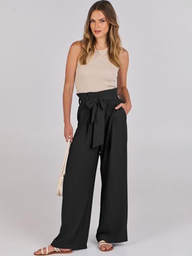 ANRABESS Wide Leg Belted Palazzo Pants Business Style