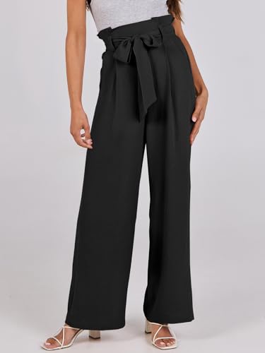 ANRABESS Wide Leg Belted Palazzo Pants Business Style
