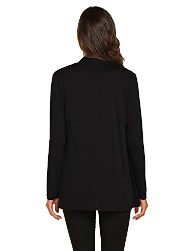Newchoice Women's Soft Drape Lightweight Long Sleeve Cardigan Sweaters Loose Casual Fall Dusters (Black, L)