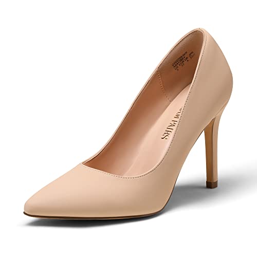 DREAM PAIRS Women's Nude Nubuck High Heel Pump Shoes - 8 M US