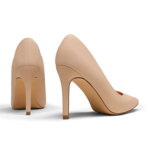 DREAM PAIRS Women's Nude Nubuck High Heel Pump Shoes - 8 M US