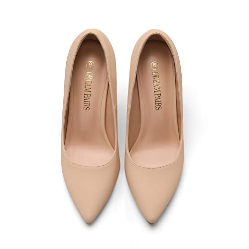 DREAM PAIRS Women's Nude Nubuck High Heel Pump Shoes - 8 M US