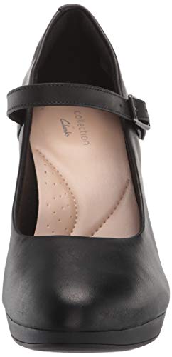 Clarks womens Ambyr Shine Pump, Black Leather, 8.5 US