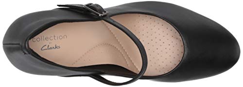 Clarks womens Ambyr Shine Pump, Black Leather, 8.5 US