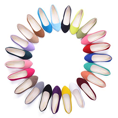 Stunner Women Cute Slip-On Ballet Shoes Soft Solid Classic Pointed Toe Flats, Black, 7.5