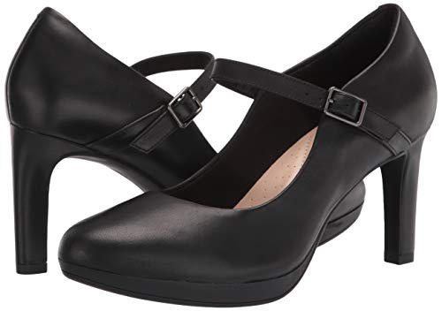 Clarks womens Ambyr Shine Pump, Black Leather, 8.5 US