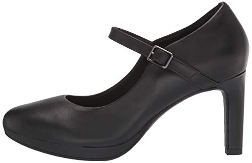 Clarks womens Ambyr Shine Pump, Black Leather, 8.5 US