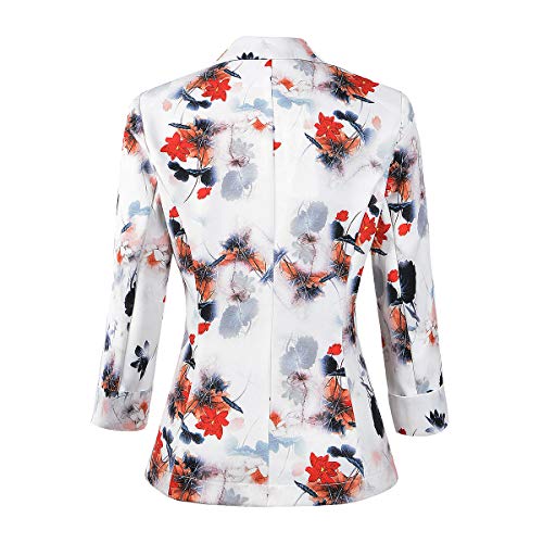 Womens 3/4 Sleeve Lightweight Office Work Suit Jacket Boyfriend Blazer (1905 White, XL)