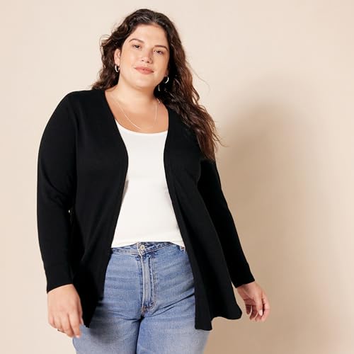 Amazon Essentials Women's Lightweight Open-Front Cardigan Sweater (Available in Plus Size), Black, XX-Large