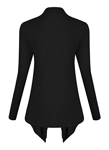 Urban CoCo Women's Drape Front Open Cardigan Long Sleeve Irregular Hem (XL, Black)