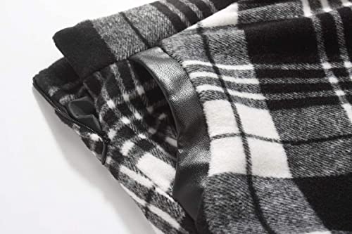 IDEALSANXUN Womens High Elastic Waist Maxi Skirt A-line Plaid Winter Warm Flare Long Skirt (Medium, Mid-Calf Black&White)