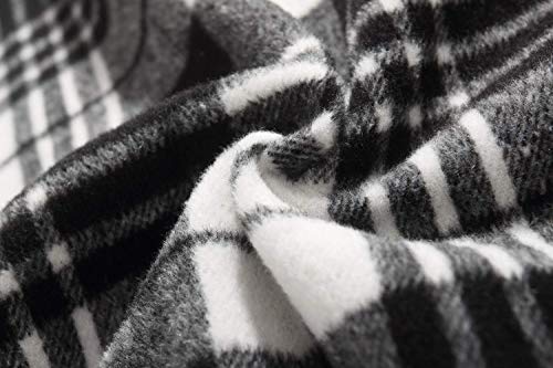 IDEALSANXUN Womens High Elastic Waist Maxi Skirt A-line Plaid Winter Warm Flare Long Skirt (Medium, Mid-Calf Black&White)