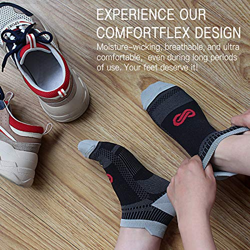 Low Cut Compression Socks for Men and Women(6 Pairs), No Show Ankle Running Socks Nano Socks with Arch Support for Plantar Fasciitis, Cyling, Athletic, Flight, Travel, Nurses. Black L/XL
