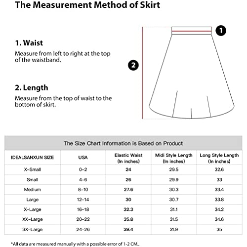 IDEALSANXUN Womens High Elastic Waist Maxi Skirt A-line Plaid Winter Warm Flare Long Skirt (Medium, Mid-Calf Black&White)