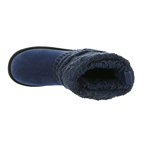 MUK LUKS Women's Laurel Boots, Navy, 9 Wide