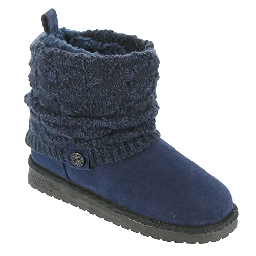 MUK LUKS Women's Laurel Boots, Navy, 9 Wide