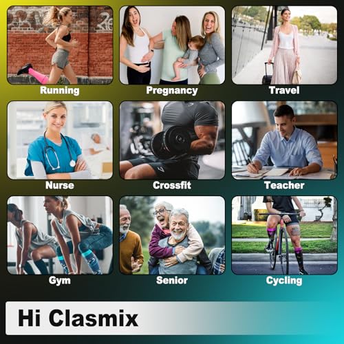 5 Pairs Graduated Compression Socks for Women&Men 20-30mmhg Knee High Socks Compression Stockings(Multicoloured 1, Small/Medium(US SIZE))