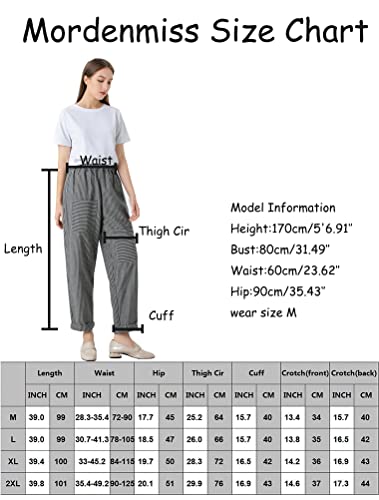 Mordenmiss Women's Casual Cotton Linen Pant w/Unique Pockets (XX-Large, Style 1-Gray)