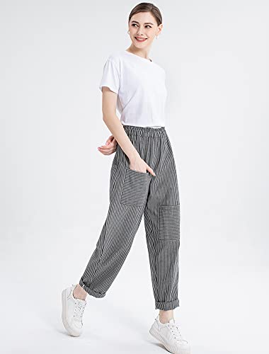 Mordenmiss Women's Casual Cotton Linen Pant w/Unique Pockets (XX-Large, Style 1-Gray)