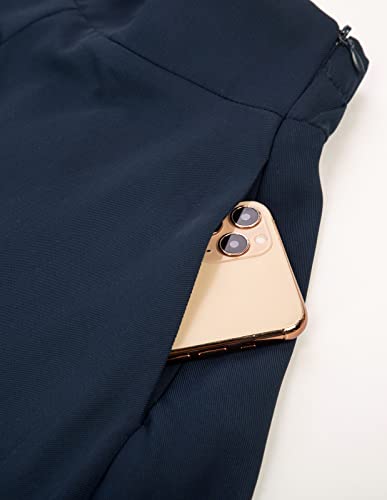 Belle Poque Skirt A Line Skirt Elastic Waist High Waist Skirt Women's Skirt with Pockets Bavy Blue XL