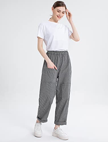 Mordenmiss Women's Casual Cotton Linen Pant w/Unique Pockets (XX-Large, Style 1-Gray)