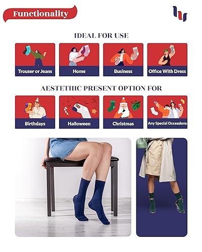 Hugh Ugoli Womens Soft Bamboo Dress Socks, Thin Crew Socks for Business, Trouser & Casual, Non-Binding & Breathable, 3 Pairs, Black, Shoe Size: 6-9