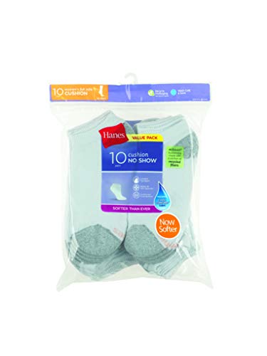 Hanes womens 10-pair Value Pack No Show fashion liner socks, White, 5-9 US