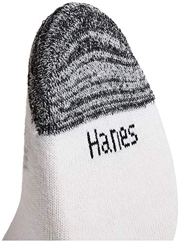 Hanes womens Plush Comfort Toe Seam No Show Socks, 6-pair Pack fashion liner socks, White With Color Heel & Toe, Shoe Size 5-9 US