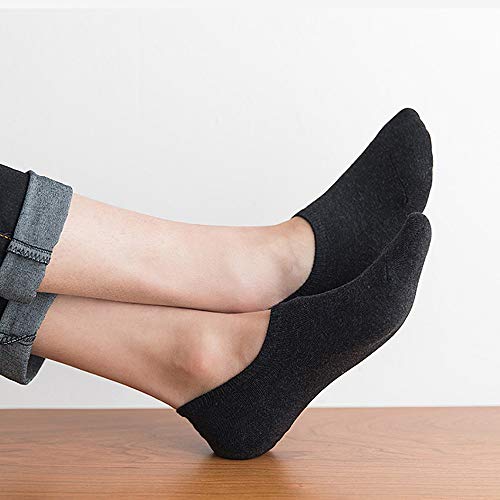 AKOENY Women's No Show Socks Ankle Footies No Slip Low Cut for Loafer Slip On Flats Liner Casual Shoes, Size 6-9, Black/White/Grey, 6 Pairs